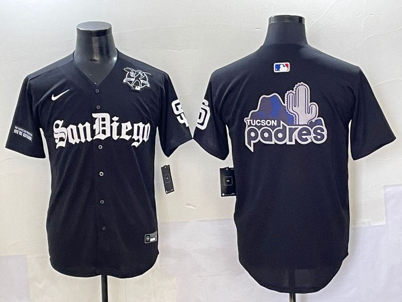 Men 2025 San Diego Padres Blank Black Five generations Joint Name Nike MLB Jersey style 17->san diego padres->MLB Jersey